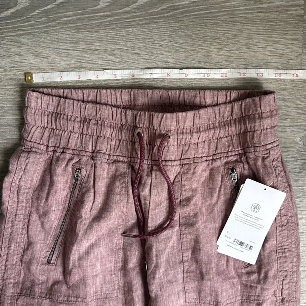NEW ATHLETA Cabo Pink Linen Drawstring  Pants 2